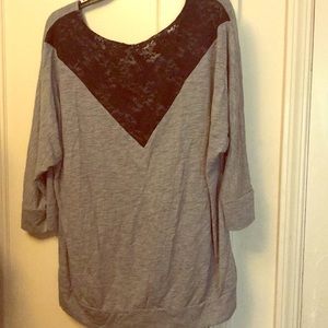 Grey top with black lace back detail
